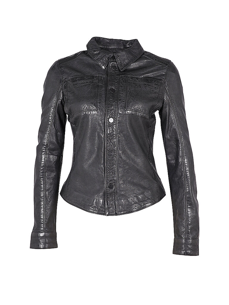 GIPSY BY MAURITIUS Lederhemd Slim Fit Mani schwarz | S